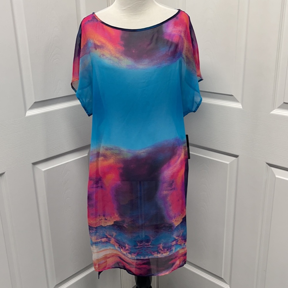 Bisou Bisou Sheer Tie Dye Beach Swimsuit Coverup NWT